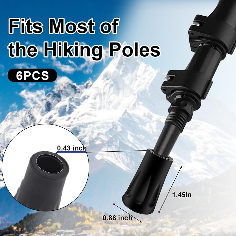 Inscool 6Pcs Replacement Cane Tips - Walking Sticks Accessories, Fit Most Trekking & Hiking Poles - Image 3
